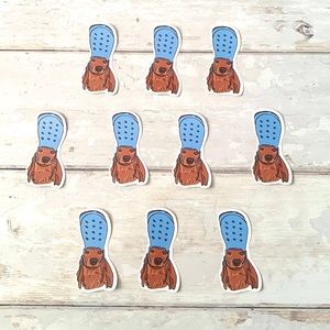 Sticker Bundle 10pc Set Golden Retriever Dog Wearing Crocs Shoe As Hat NEW